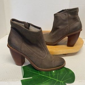 Hinge Leather Heeled Western Cowboy Ankle Boots